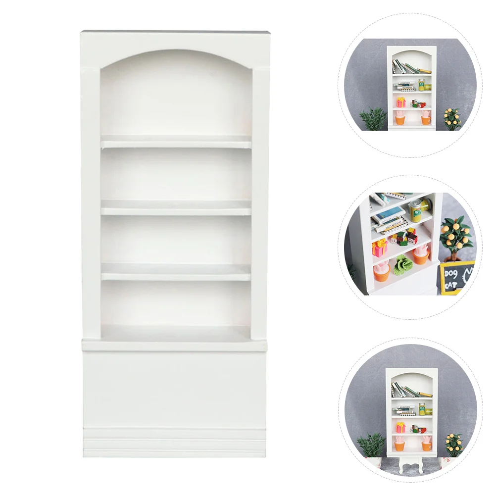 Mini witte boekenplank huis vitrinekast houten lichtgewicht klein huis decor voor fotografie miniatuur meubilair