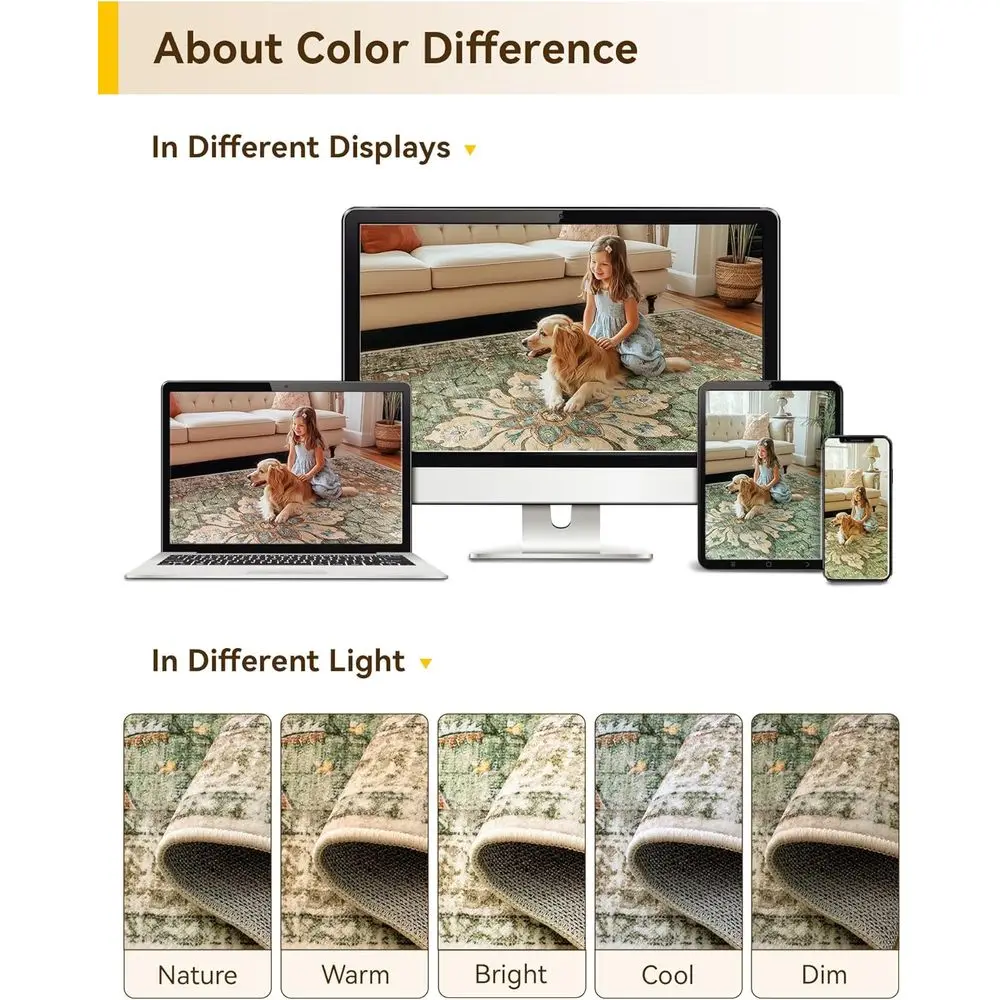 سجادة منطقة ميدالية زهرية عتيقة، 5 × 7 أقدام، قابلة للغسل، غير قابلة للانزلاق، نمط متعثر، مناسبة لغرفة المعيشة وغرفة النوم وتناول الطعام