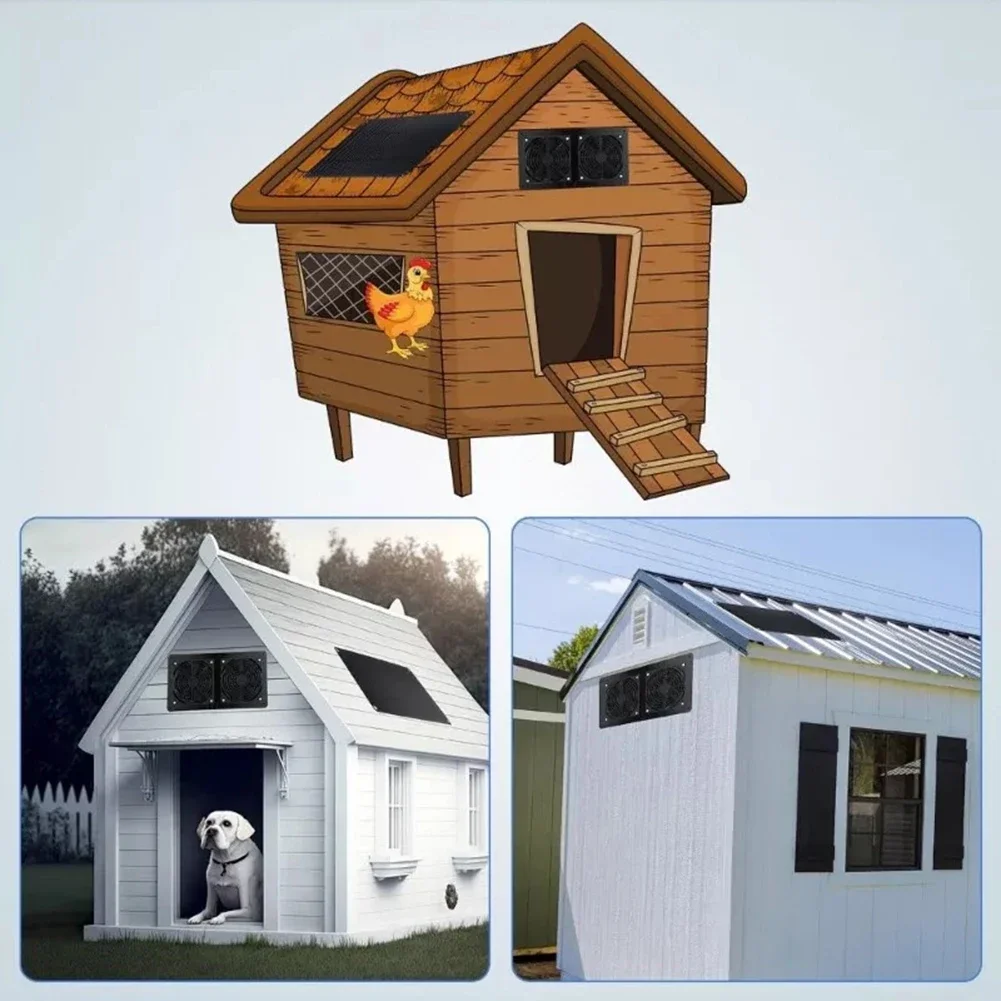 DC12V แผงพลังงานแสงอาทิตย์ไอเสียพัดลม Air ไอเสียพัดลมกลางแจ้งไอเสียสุนัข House Pet Shed ไอเสีย Cooling อะไหล่ Air Improvement