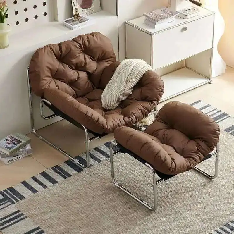 

Single Sofa Chair Minimalist Light Luxury Living Room Lazy Casual Cream Medieval Bauhaus Style Retro Chair