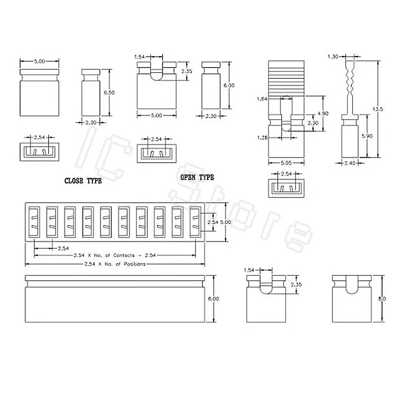 2000PCS Pitch Jumper Shorted Cap & Headers & Draadbehuizingen 2.54MM SHUNT Zwart Groen Rood Wit Geel Blauw Voor Arduino Open Close