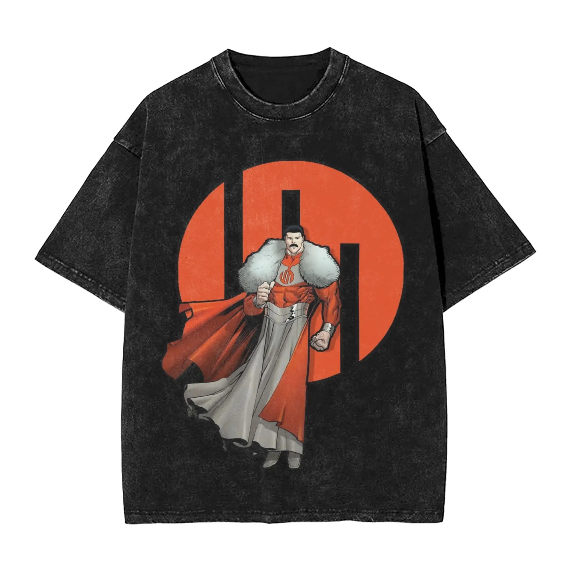 Camisetas Grand Regent Thragg Hip Hop Estilo Lavado Harajuku, Camiseta de Super-Herói Invencível, Tops Retro para Homens, Moda Streetwear