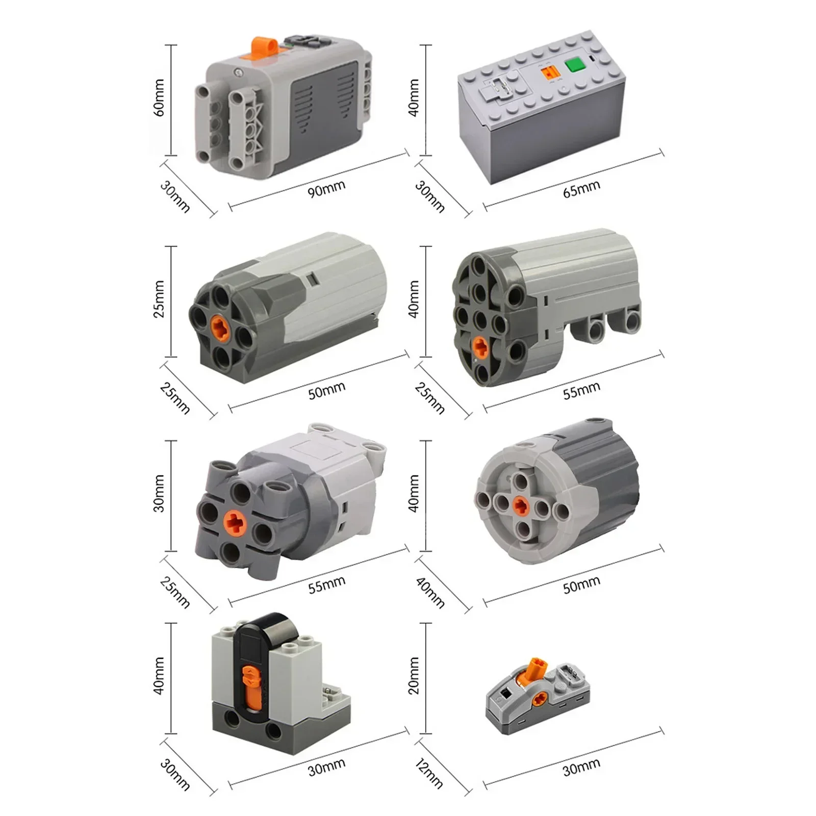 DIY MOC High-Tech Power Function Parts M L XL Motor Battery Box Receiver Control Set Building Blocks  8883 88003 8882 88004 Gift