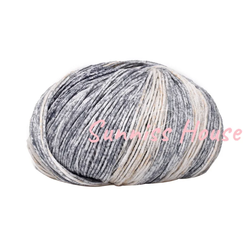 Cor Seção Dyeing Yarn, Múltiplos Fios de Lã, Fio 100% Algodão, Fio Trançado DIY, Bola Tingida por Pulverização, 50g