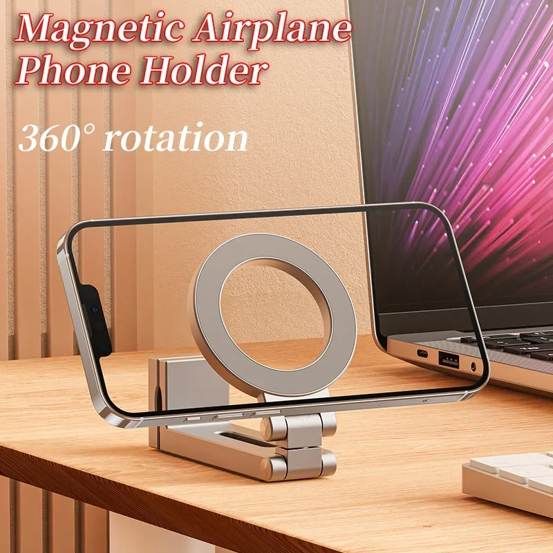 Magnetic Airplane Phone Holder Travel Essentials 360° Flexible Rotation Cellphone Mount Adjustable for iPhone For Samsung-Xiaomi