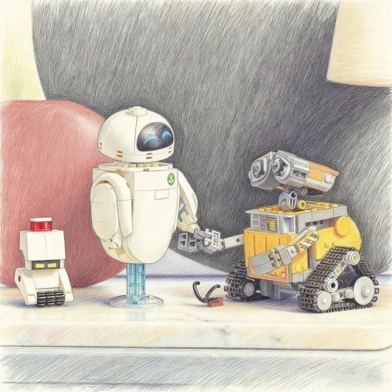 Building Blocks 811pcs Popular Movies Wall-E Cleaning Robot Eva Eve Robot 43279  Cute Cartoon Character Model Toy Christmas Gift