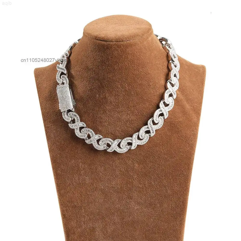 15mm Hip Hop Iced Out Moissanite Miami Cuban Chain 925 Sterling Silver Iced Infinity Cuban Link Necklace