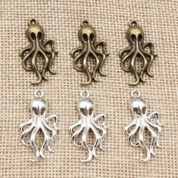 20pcs 31x17mm Bronze Antique Silver Plated Octopus Handmade Charms Pendant:DIY for bracelet necklace