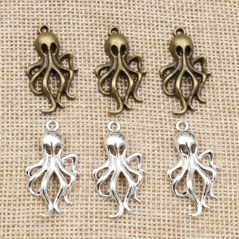 20 sztuk 31x17mm brąz antyczny posrebrzane ośmiornice ręcznie robione Charms wisiorek: DIY do bransoletki naszyjnik
