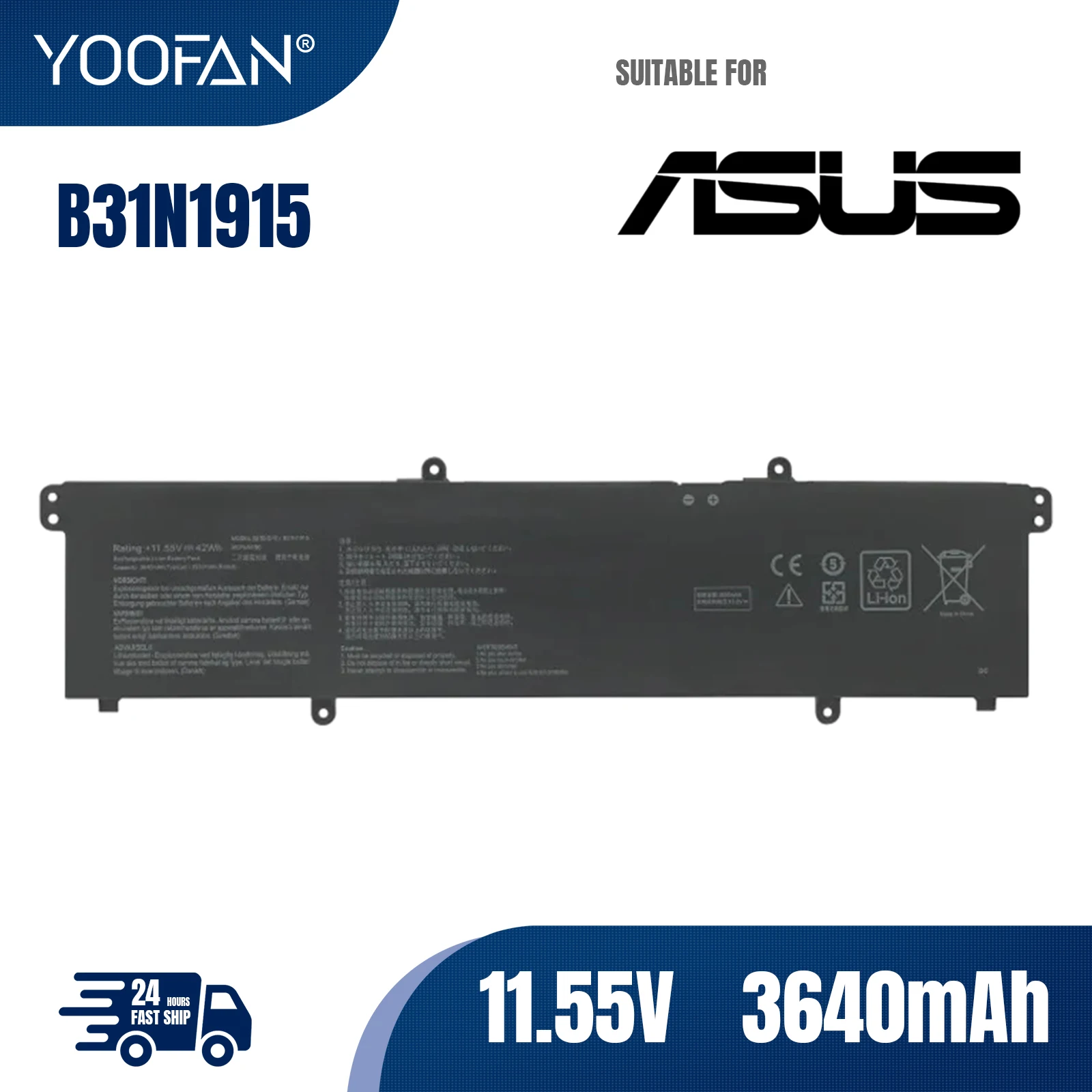 

YOOFAN B31N1915 C31N1915 Laptop Battery For ASUS ExpertBook B1 B1400 B1500 BR1100CKA BR1100FKA BR1100CKA-GJ0100RA L1 L1400CDA