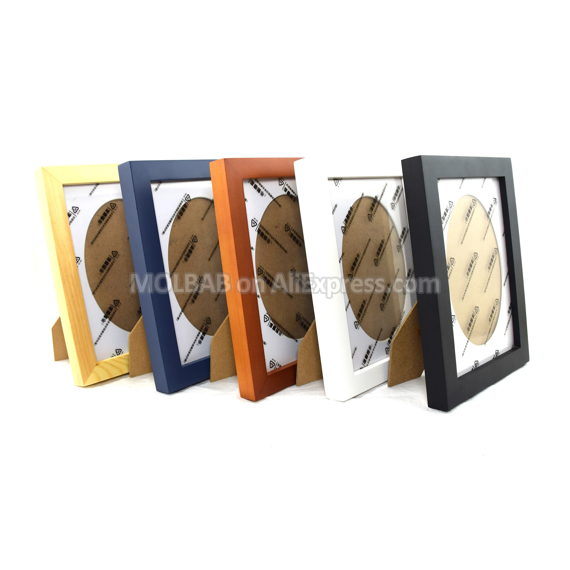 

7x5 Inch Real Wooden Tabletop Picture Frame With White Oval Hole Photo Mat Board Wall Mounted Decoration Black/Brown/Dark Blue