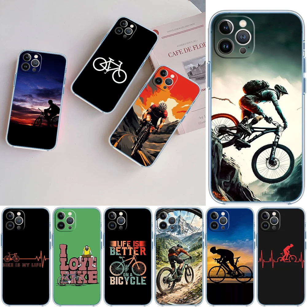 Cycling Bicycle Transparent Phone Case for Samsung Galaxy A04 A04S A14 A23 A34 A54 M23 M33 M52 M53