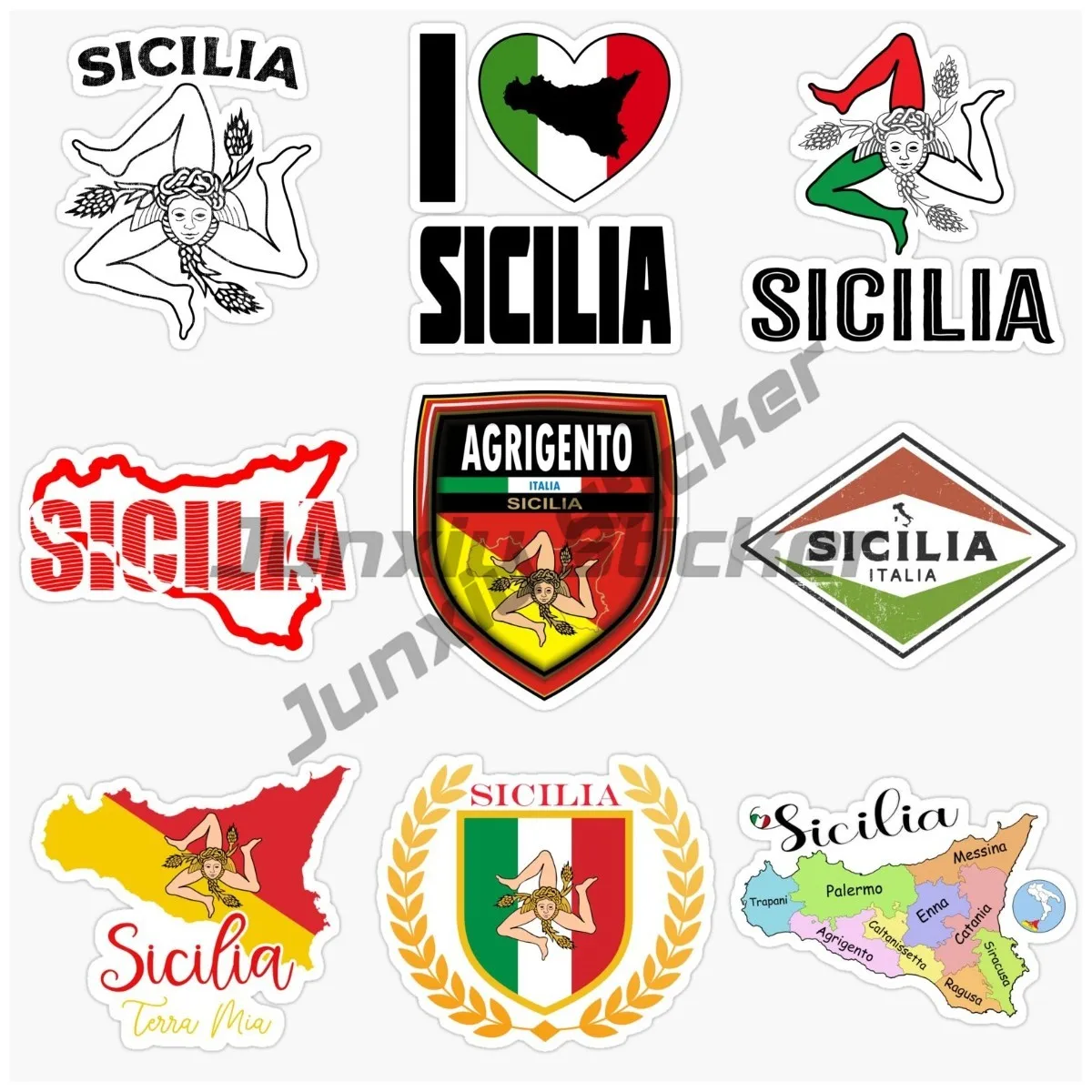 Flag of Sicily, Italy, Car Stickers, Vinyl Waterproof Motorcycle, Off Road Race, Laptop, Helmet Decoration Stickers