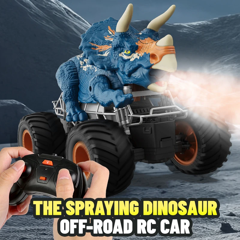 2.4GHz Dinosaur RC Car Big Wheel Remote Control Vehicle Lights Spray stunt vehicle climbs off-road children's toy car