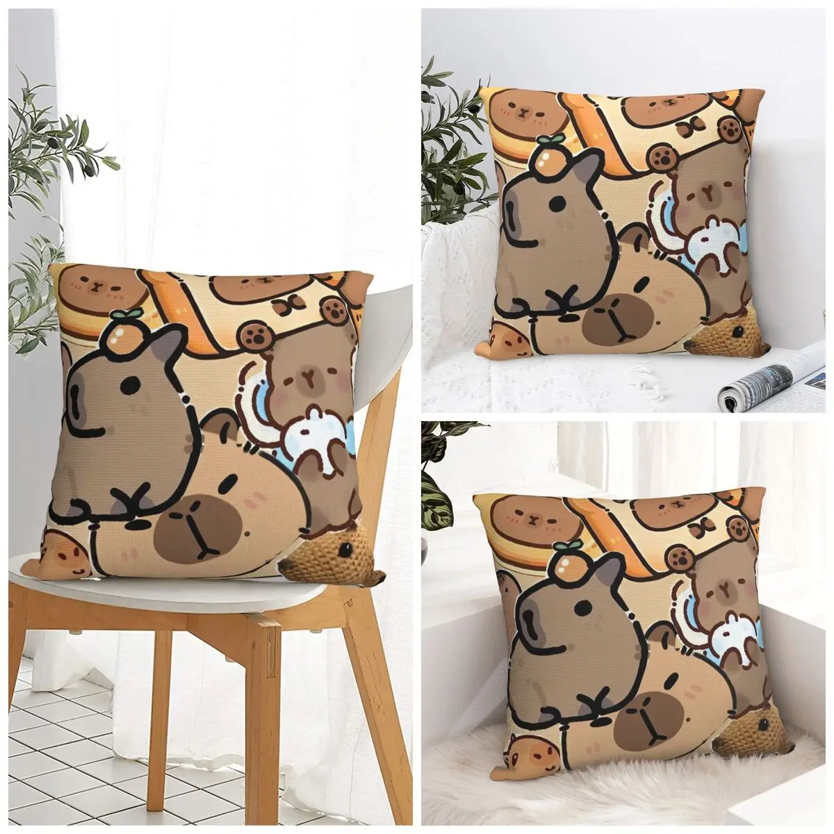 

Cute Capybara Pillow Case Funny Pillow Cover Polyester Graphic Cushion Cover Pillowcases For Sofa Home Decoration