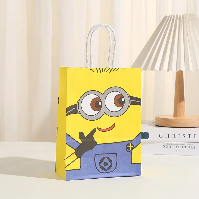 20pcs Despicable Me Minions birthday festival party paper gift bags kawaii gift packaging bags large capacity handbags wholesale view 5