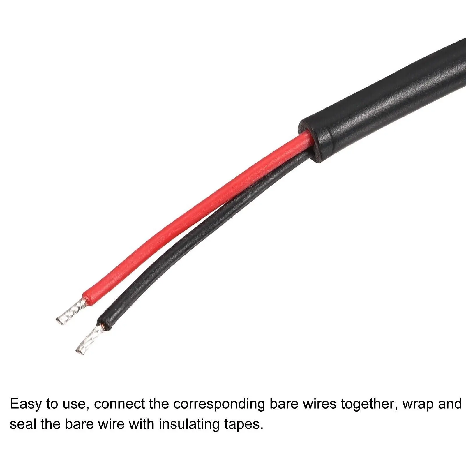 2-Pack 10ft RCA Male Plug To Bare Wire Audio Speaker Cable – 24AWG Pure Copper Repair Cord for HDTV, Subwoofer, Stereo Receiver, Amplifier & Home Theater Systems, PVC Flexible Replacement Wire view 2