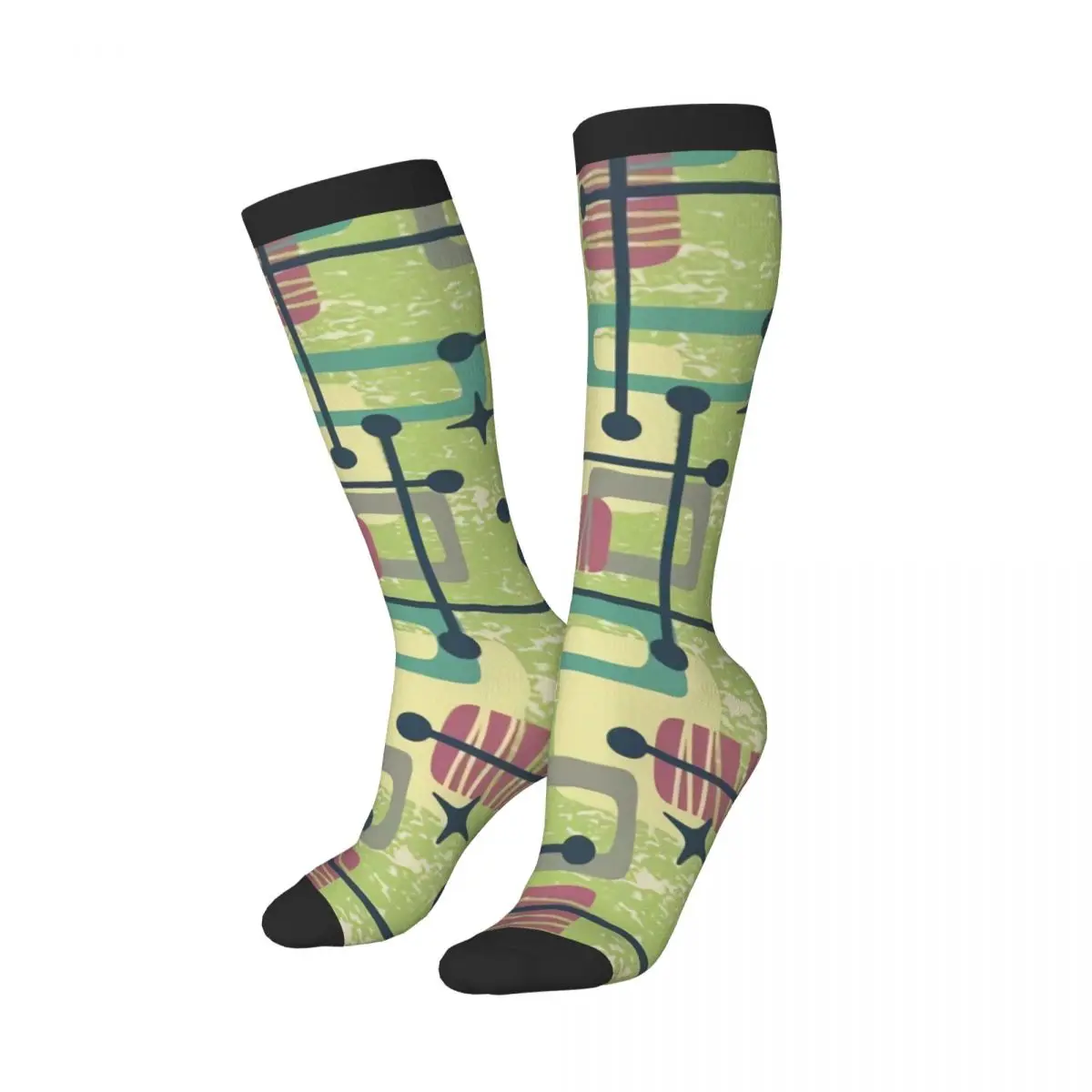 Spring/autumn over the knee socks Mid Century Modern Abstract Print school dance long stocking