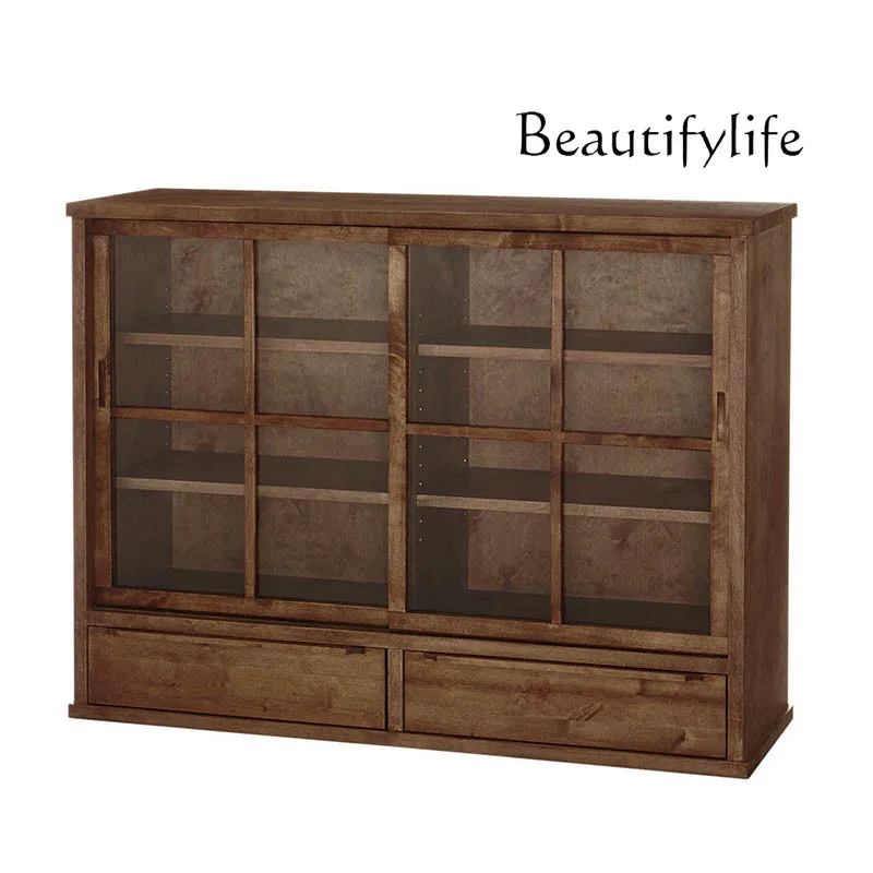 

Solid wood bowl cabinet, retro kitchen low cabinet, black walnut living room storage cabinet, tea cabinet
