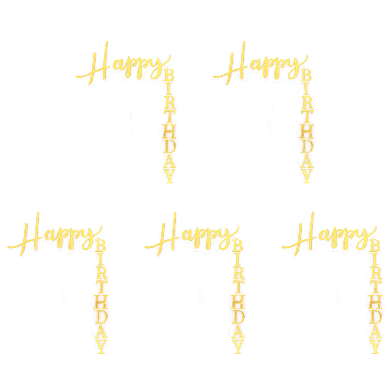 

5pcs Acrylic Toppers Happy Birthday Picks Cakes Decorations Party Cake Supplies Party Supplies Cake Decoration