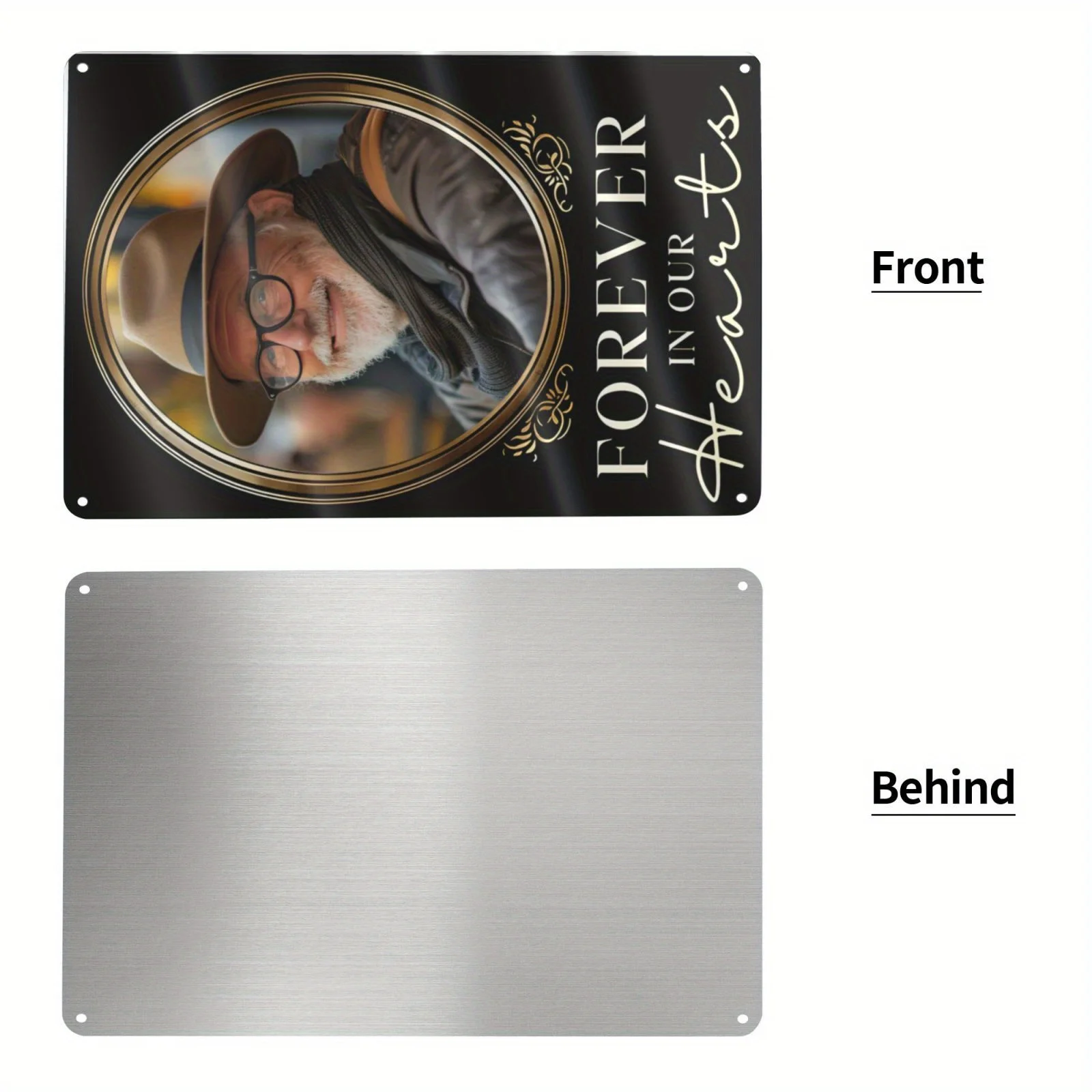Personalized In Loving Memory Metal Sign with Photo - Custom Name & Date -Memorial Keepsake Plaque for Cemetery,Funeral Display - view 2