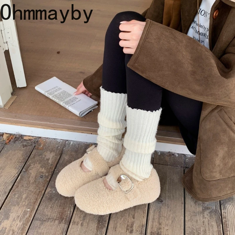 أحذية نسائية مسطحة من القطن الدافئ مريحة ونعل ناعم قصير من القطيفة أحذية ماري جين أحذية الجدة الخارجية لخريف وشتاء 2026