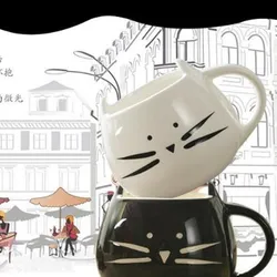 Ceramic Cute Cat Mugs With Spoon Coffee Tea Milk Animal Cups With Handle 400ml Drinkware Nice Gifts