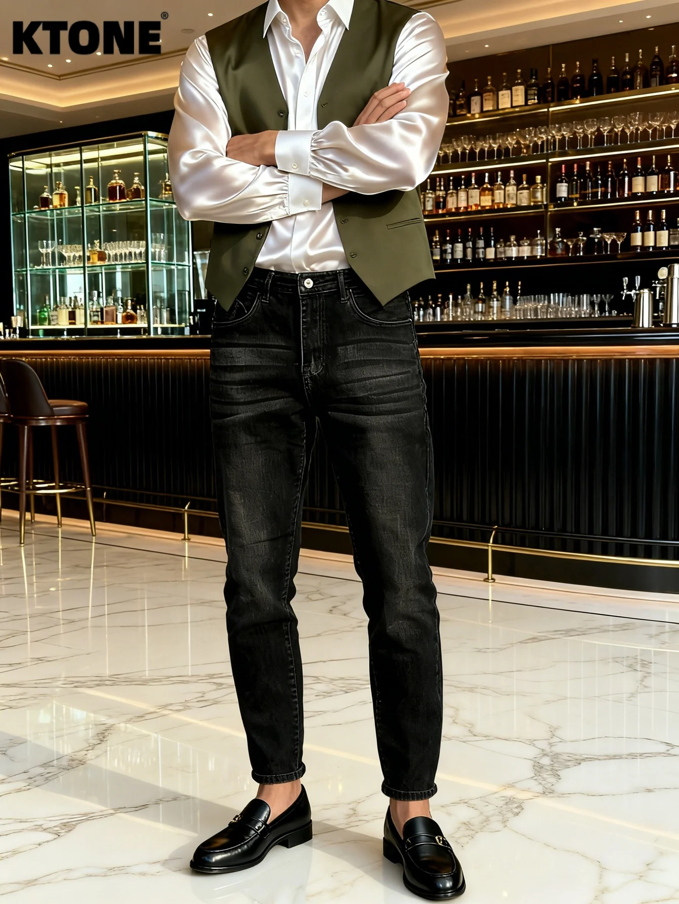 

Casual Black Y2K Drip Men's Original Jeans Pant Slim Fit Daily Trousers No accessories or belts included