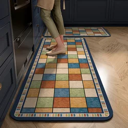 Retro kitchen mat, household carpet, dirt-resistant and easy to maintain, diatom mud mat, water and oil absorbing, anti-slip mat