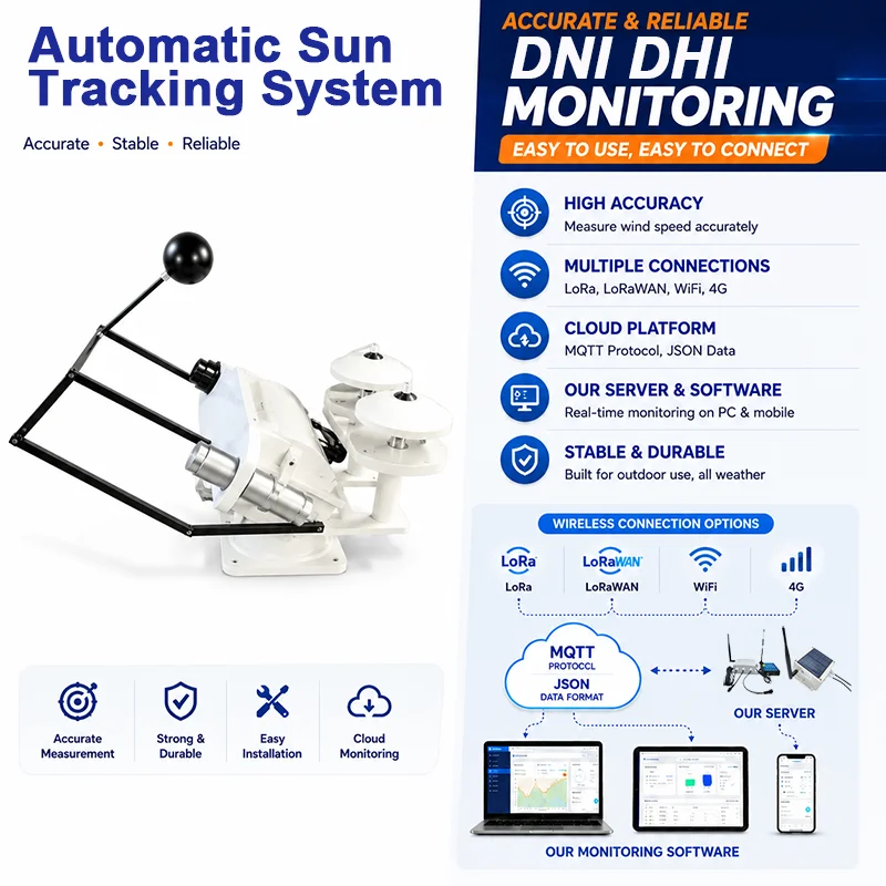 RS485 Automatic Solar Tracking Intelligent Sun 2D Tracker System Solar Direct And Diffuse Radiometer For PV Solar Power Energy