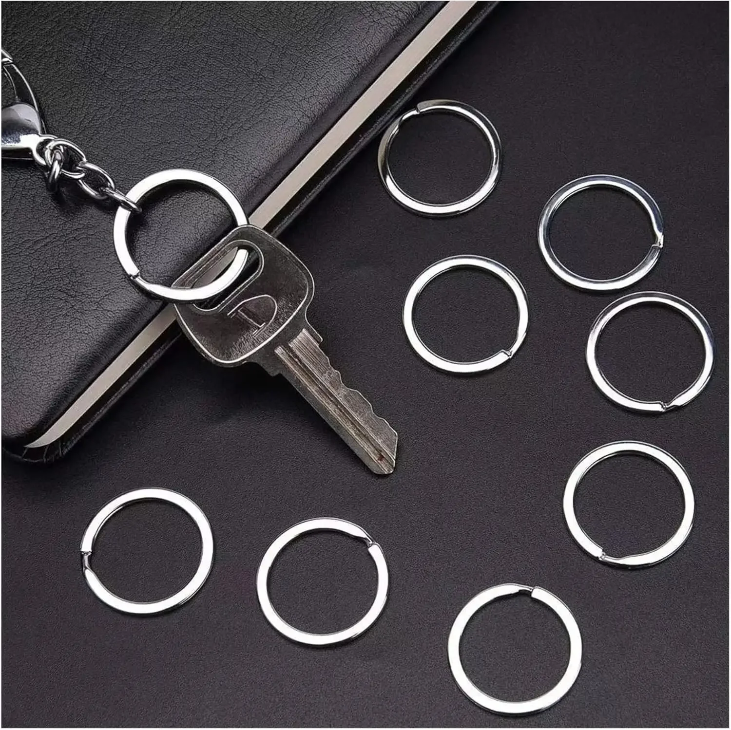 20pcs Stainless Steel Key Rings Polished Silver Round Flat Wire Split Key Ring for Jewellery Making Car Keyring DIY 25-35mm view 2