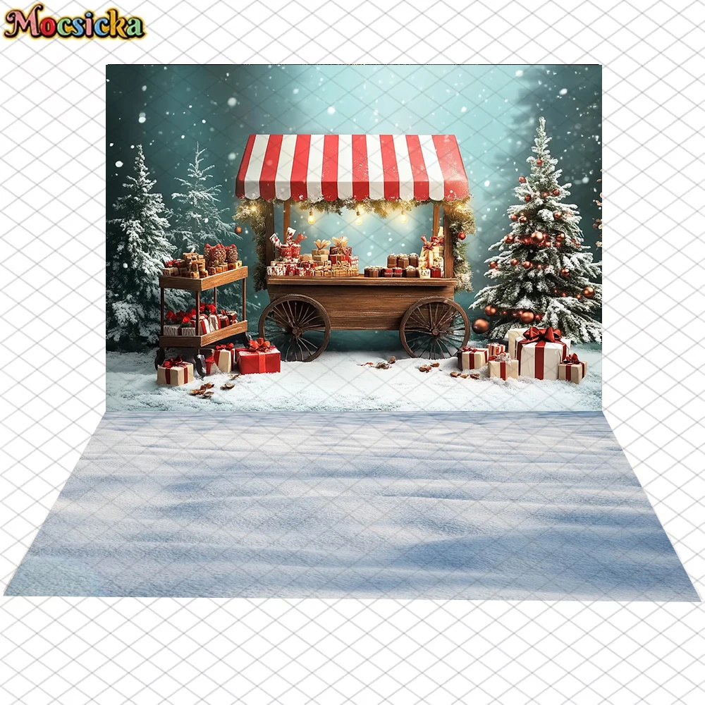 โมซซิก้าคริสต์มาสพื้นหลังฤดูหนาวหิมะคริสต์มาสต้นไม้เค้กรถเข็นตกแต่งปีใหม่ปาร์ตี้เด็กภาพฉากหลังวันเกิดแบนเนอร์