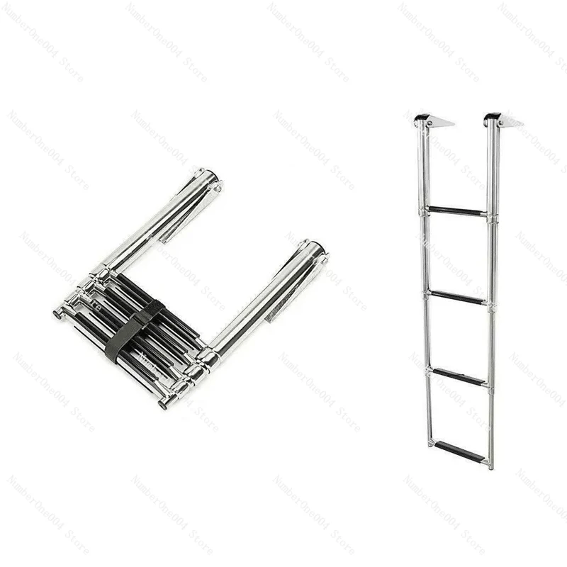 Stainless Steel Conventional Four-section Ladder Marine Sewer Ladder Retractable Deck LadderThree or Four Short Leg Ladder Yacht