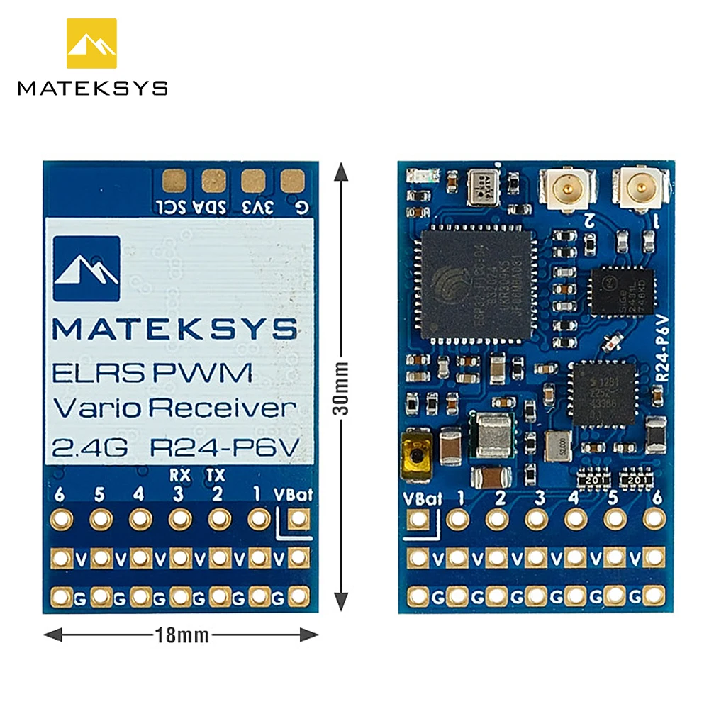 

Приемник MATEK MATEKSYS EXPRESSLRS 2,4 ГГц PWM VARIO, R24-P6V 2,4 ГГц ISM 180 дБм (мВт) для дрона RC FPV