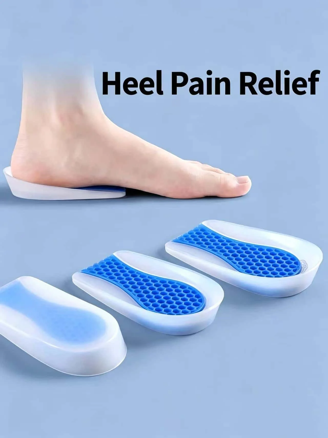 1 Pair of Honeycomb-Designed Silicone Heel Pads to Relieve Heel Discomfort, Available in S/L Sizes, U-Shaped Invisible Sports Soft Heel Pads to Enhance Comfort When Walking or Exercising, Suitable for Office Workers, Students, and Fitness Enthusiasts