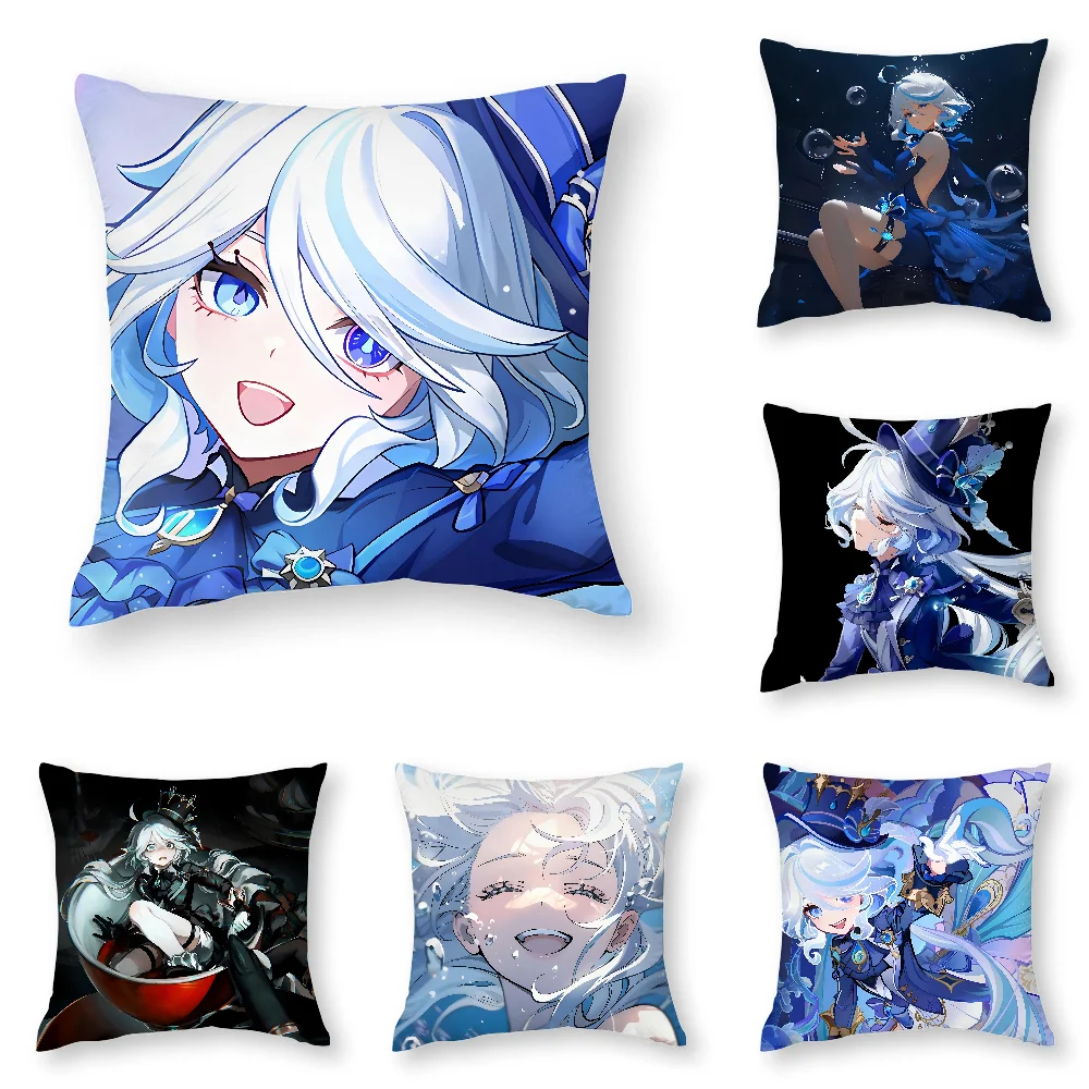 

Genshin lmpact Furina de Foutiane Pillow Case 3D Print Polyester Fiber 40*40 cm Home Sofa Throw Pillow Cover Decoration Gift