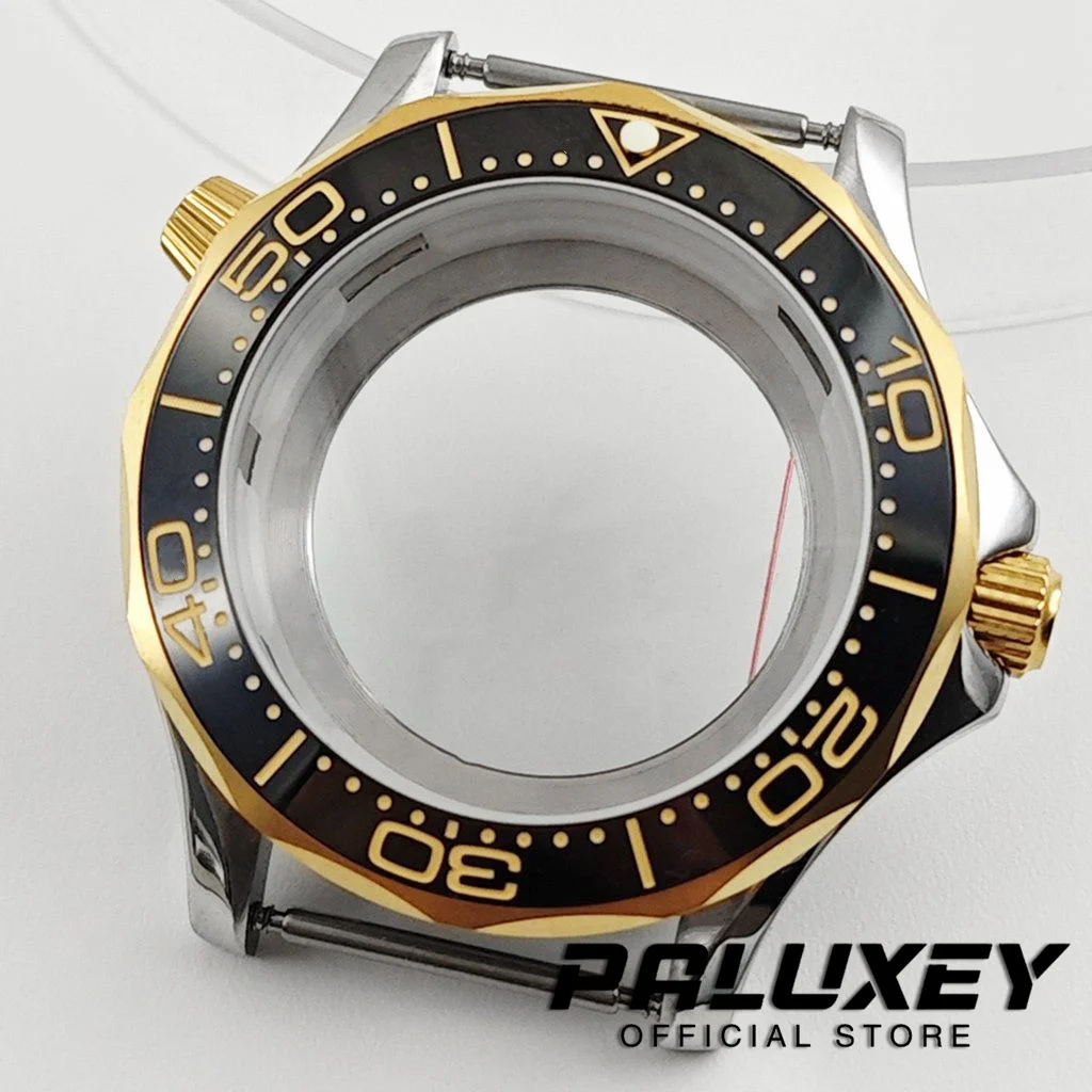 

NH35 Case 41mm PVD Gold Mineral Glass Watch Parts Stainless Steel Mod For Seamaster 300 for NH34 NH35 NH36 NH38 Movement