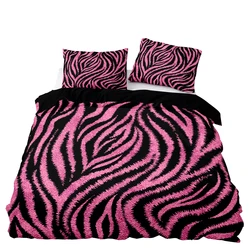 American Style Bedding Set Queen Pink Leopard Pattern Duvet Cover with Pillowcase Single Double King Soft Comforter Bed Cover