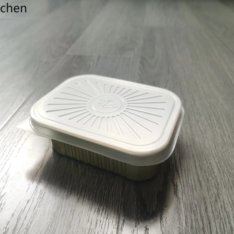 Fiambrera para llevar sellada comercial HTT, papel de aluminio, papel de aluminio, embalaje de pescado a la parrilla, caja para llevar de película de aluminio para alimentos