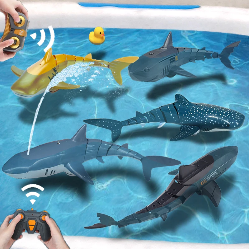 Rc Shark Radio Remote Control Animals Submarine Robots Simulation Electric Fish Pools Bath Water Toys for Kids Boy Baby Children