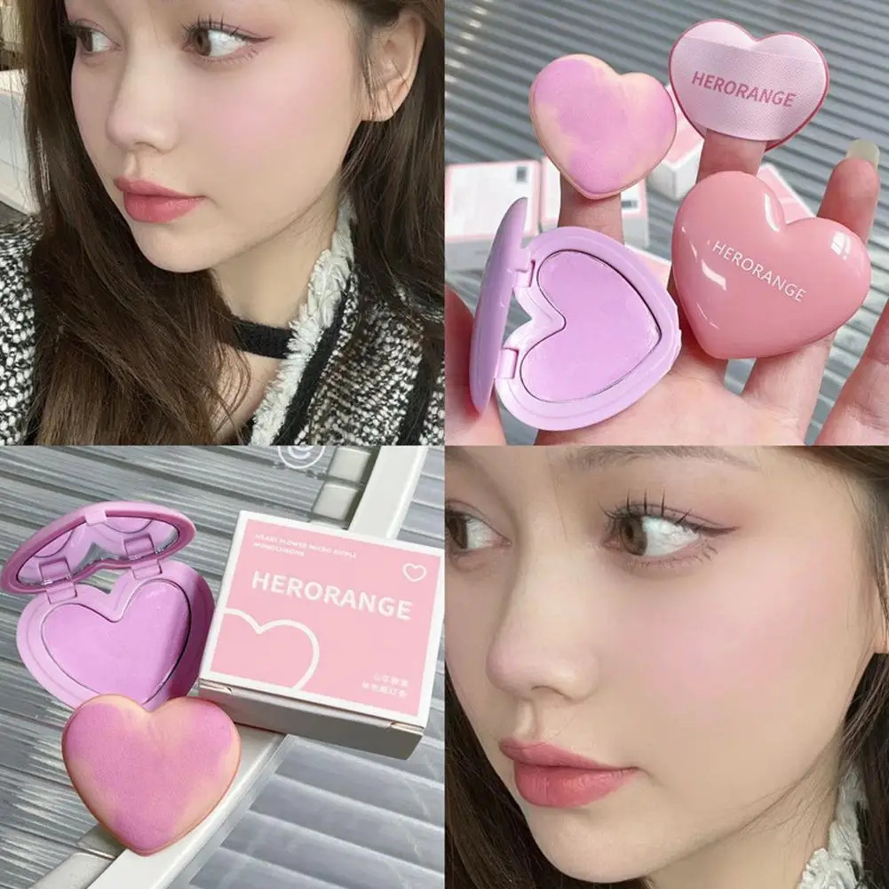 Matte Contouring Rouge For Girls Love Heart Shape Blush Cream Natural Smooth Cheek Tint Mud Blusher Palette Face Rouge Q9D0