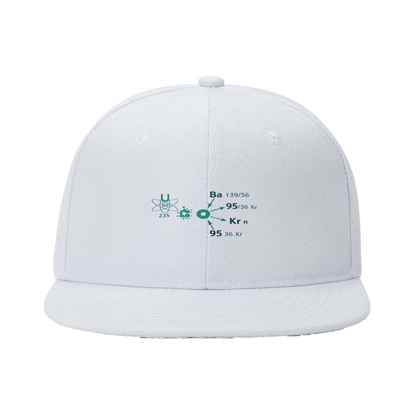 Casquette Snapback à bord plat unisexe pour hommes et femmes, chapeau graphique avec formule de chimie nucléaire de fission de l'uranium, minimaliste, réglable et respirant