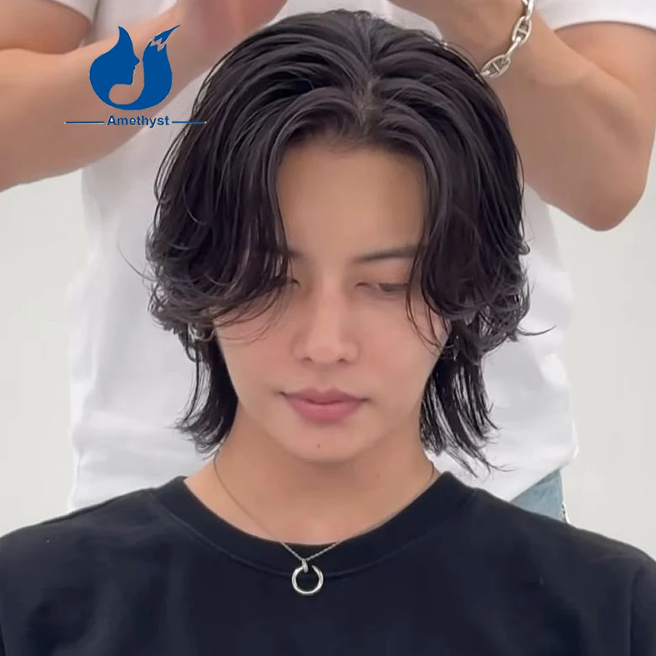 

Аметистовый многослойный парик 13x6, кружевной передний парик Боб, бразильские человеческие волосы Remy, натуральный парик с волнами, средняя часть, предварительно выщипанные для мужчин