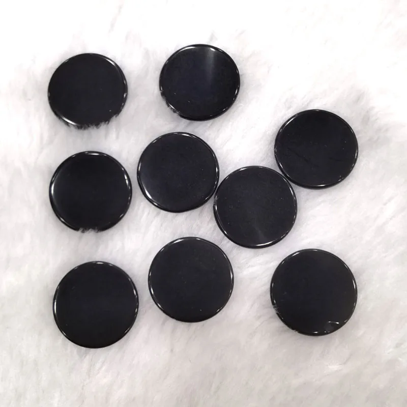 Fashion good quality Natural Obsidian stone 16mm Double flat round cabochon 12PC Ring Earring necklace Accessories