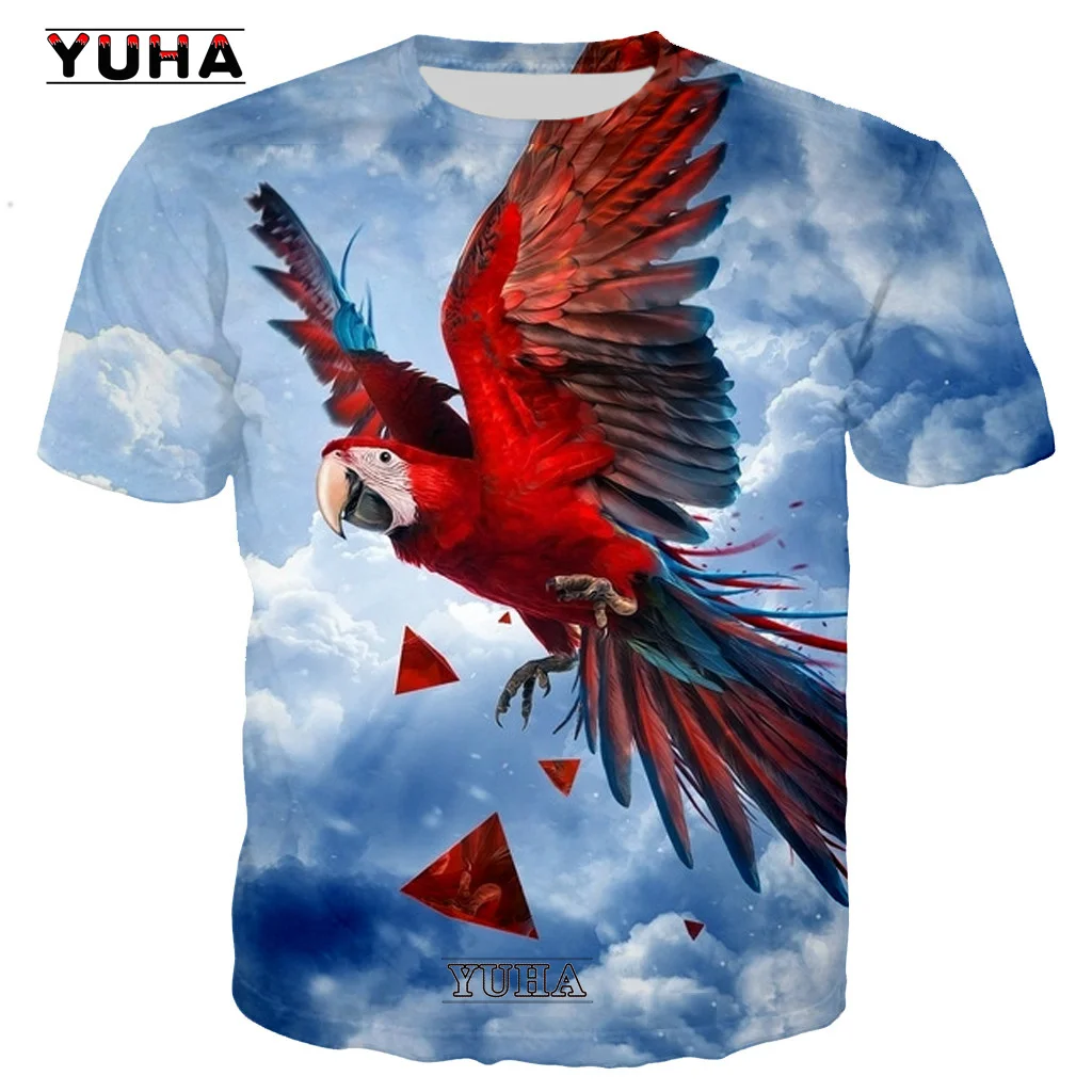 New  Men\'s and Women\'s New Parrot T-shirt Hip-hop Flower T-shirt 3d Beautiful Bird Print T-shirt Cool Clothing Casual Tops Shirt