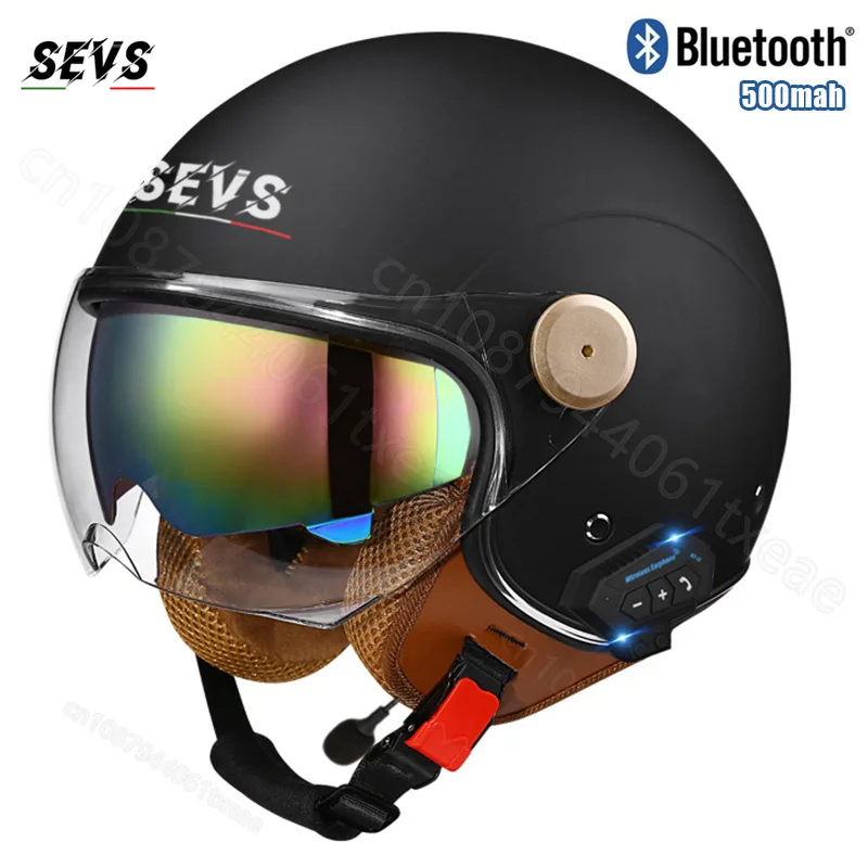 Men and women retro motorcycle helmets semi Bluetooth helmets dual mirrors DOT certification 헬멧반모  helm motorcycle