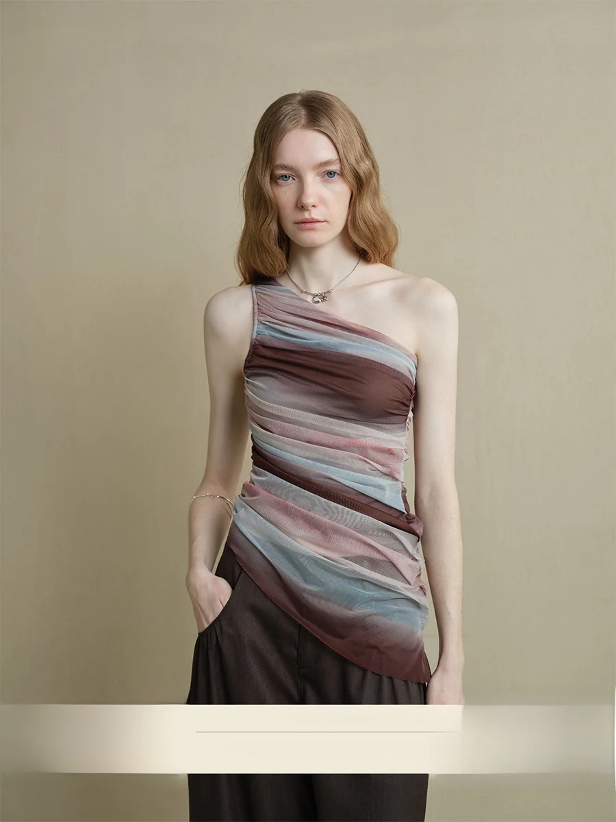 

Оригинальный Art Ombre Me, дышащий, приятный для кожи, одинарный женский топ из смеси полиэстера и спандекса, летний наряд