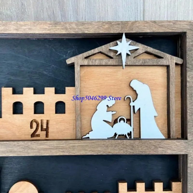 H55A Holiday Nativity Advents Calendar مع نجمة متحركة لتوقعات عيد الميلاد #5