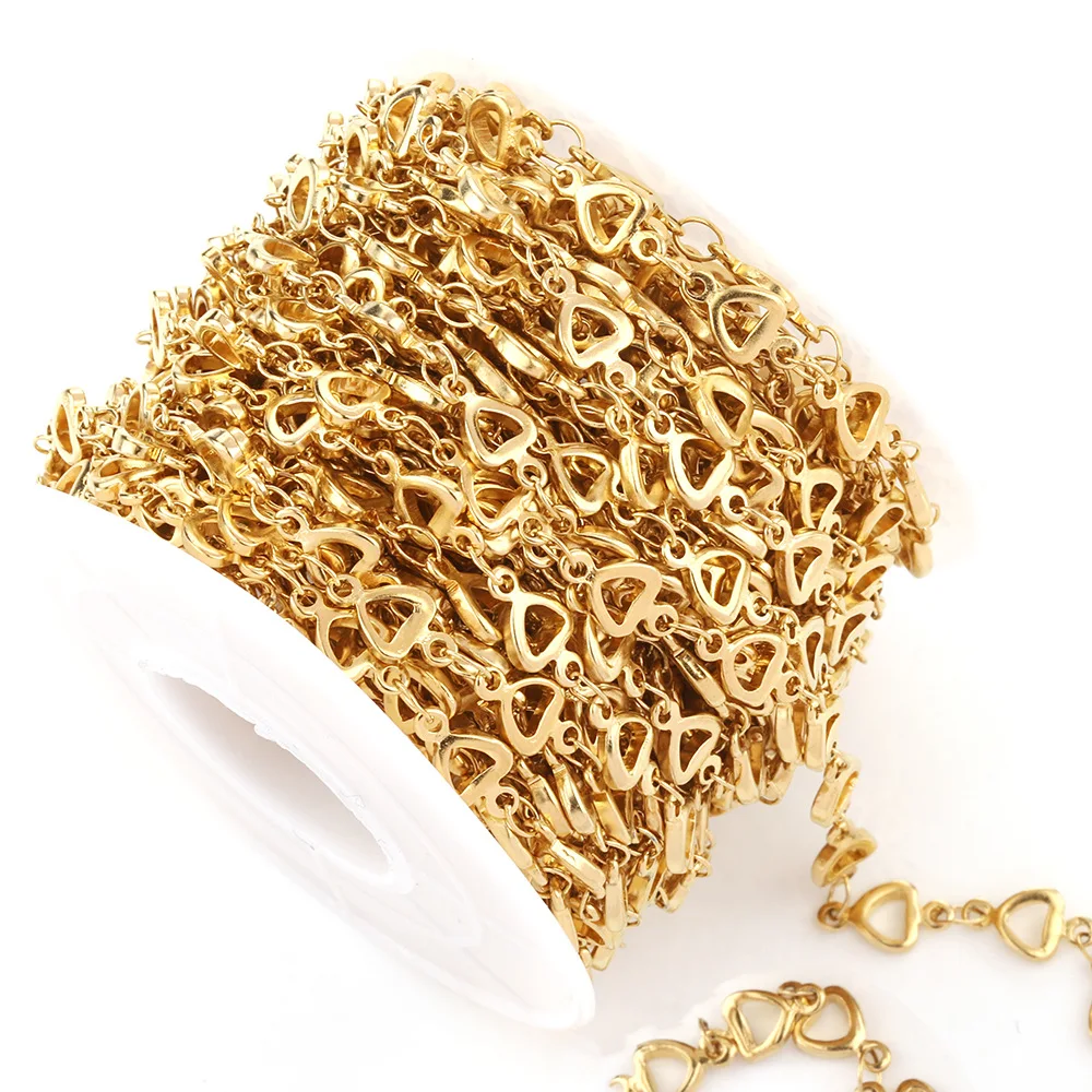 Großhandel 1 Meter Edelstahl Herz-Kleeblatt Handgefertigte Gliederkette für DIY Halsketten, Armbänder und Schmuckherstellung – Detail 5