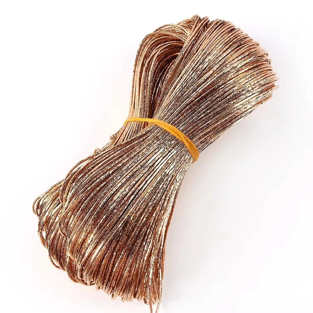 Shiny Finish PU Leather Ribbon Rope Crushed Ice Texture 2m Length Decorative Strap PU Leather Material 2mm Round Shape